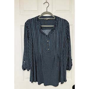 db Established 1962 Women's 3/4 length sleeve Blue Stretch Top 1X Plus